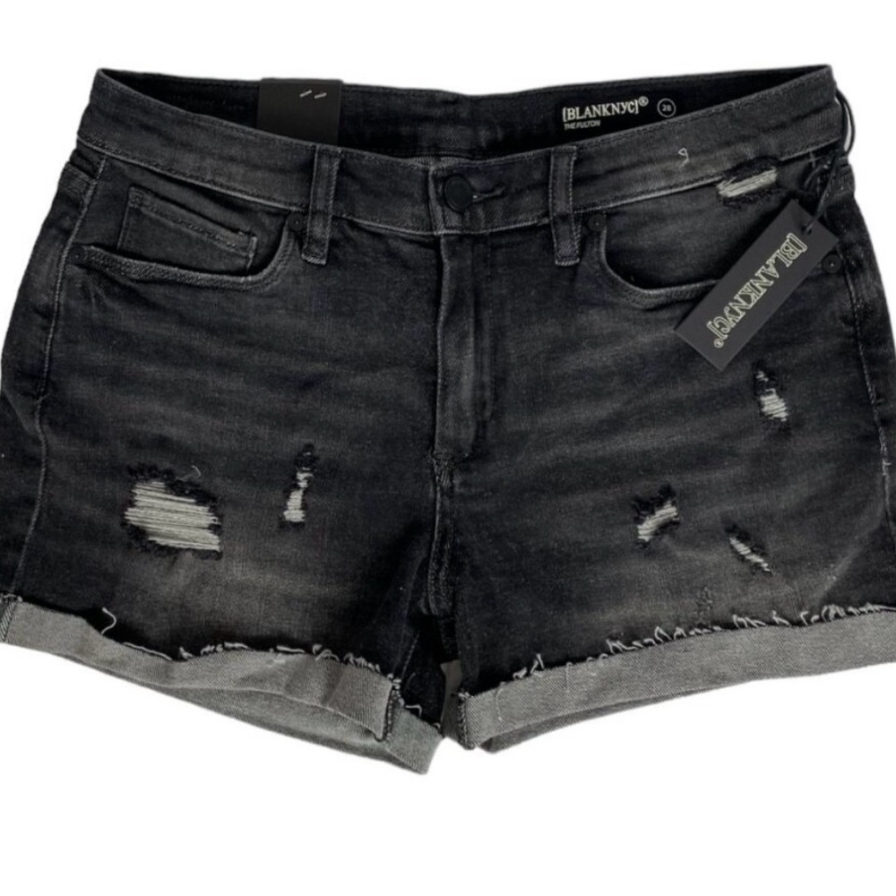 Blank NYC Black Jean distressed shorts